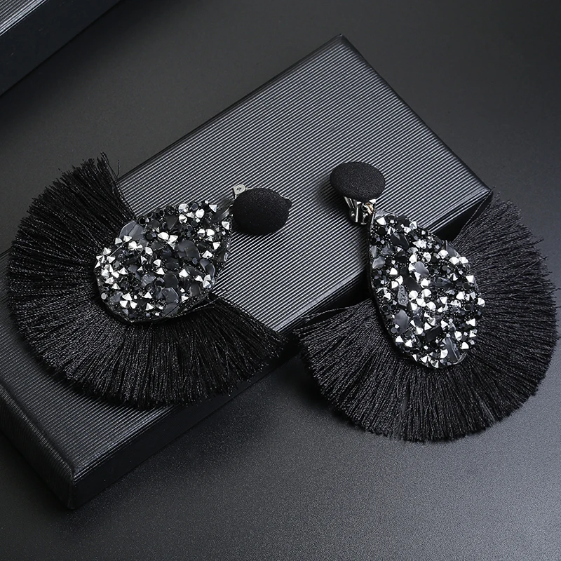 Ethnic Bohemia Tassel Clip On Earrings For Women Ear Clip Earrings Clip Earrings Ear Clip Ear Accessories