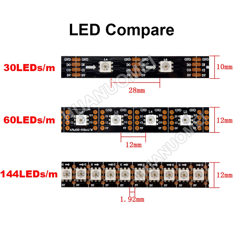 1 м/2 м/5 м APA107 Светодиодные ленты RGB пикселей Лента светильник, 5V 5050 SMD адресуемых Smart 30/60/72/144 светодиодный s/m, белый/черный печатных плат, IP20/IP65/IP67