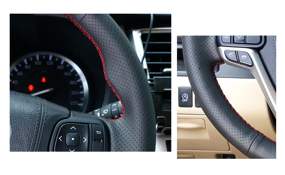 Capa de Volante de Couro Artificial para Toyota Mão-costurado Preto Plutônio Highlander Sienna 2020 10 Cheap Capas p direção