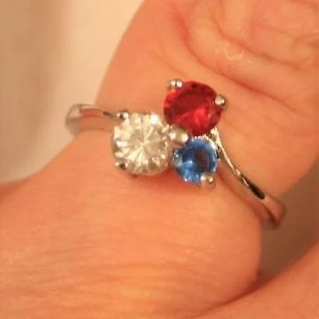 Sparkling Prong-Set PARK LANE Americana  Red White & Blue Finger Ring Size 5.5