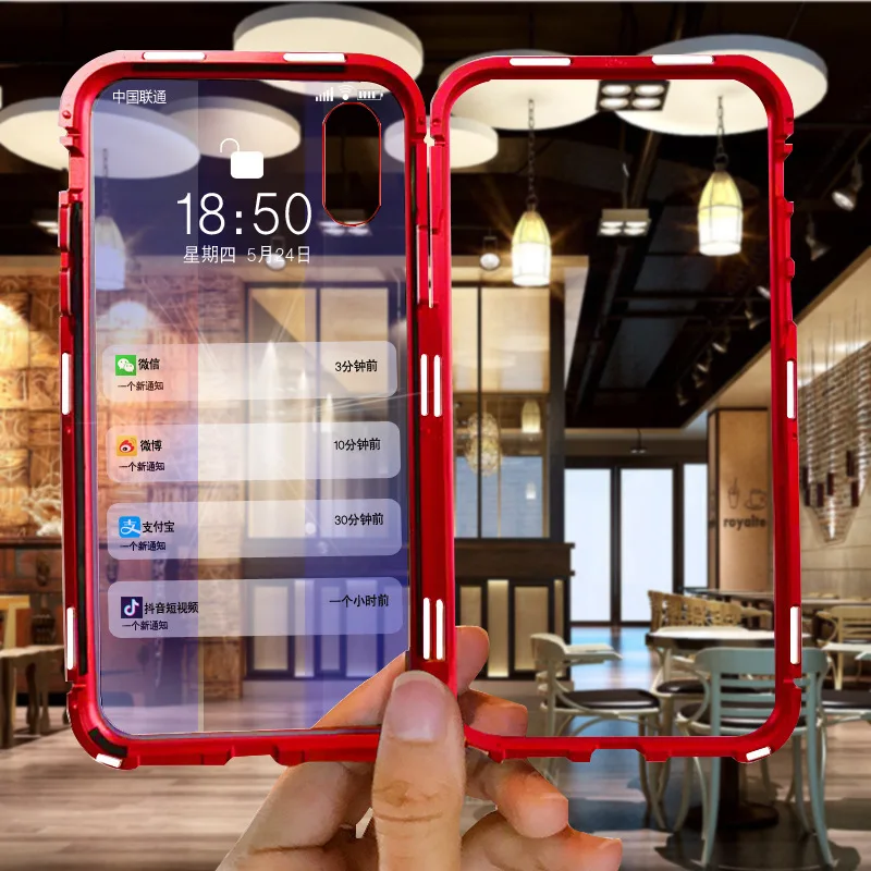 

Egeedigi 360 Full Shockproof Aluminium alloy Phone Case For Huawei P20 Lite P30Pro Mate20 Pro Metal Magnetic Glass back cover