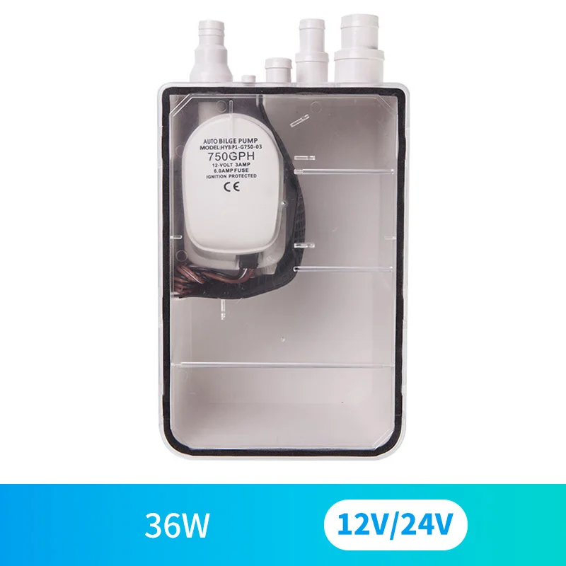12V 24V для ванной комнаты, автоматическая помпа для яхты, дренажный насос для ванной, прозрачная коробка, насос для хранения воды