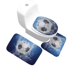 Комплект одежды из 3 предметов Баскетбол/Футбол детская Ванная комната коврик Мягкие Нескользящие абсорбент коврик для ванной для туалет Ванна экран для душевой