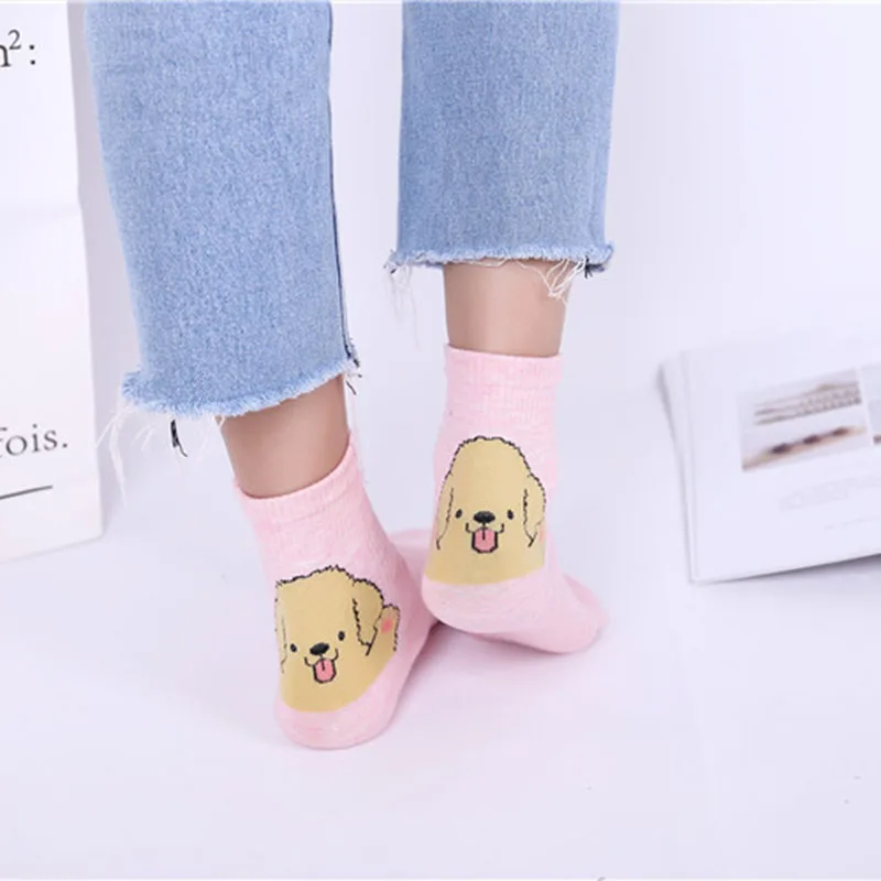 Cartoon Animal Cute Dog Women Short Funny Socks Breathable Meias Diferentes Girls Harajuku Kawaii Dogs Cartoon Ankle Cotton Sox