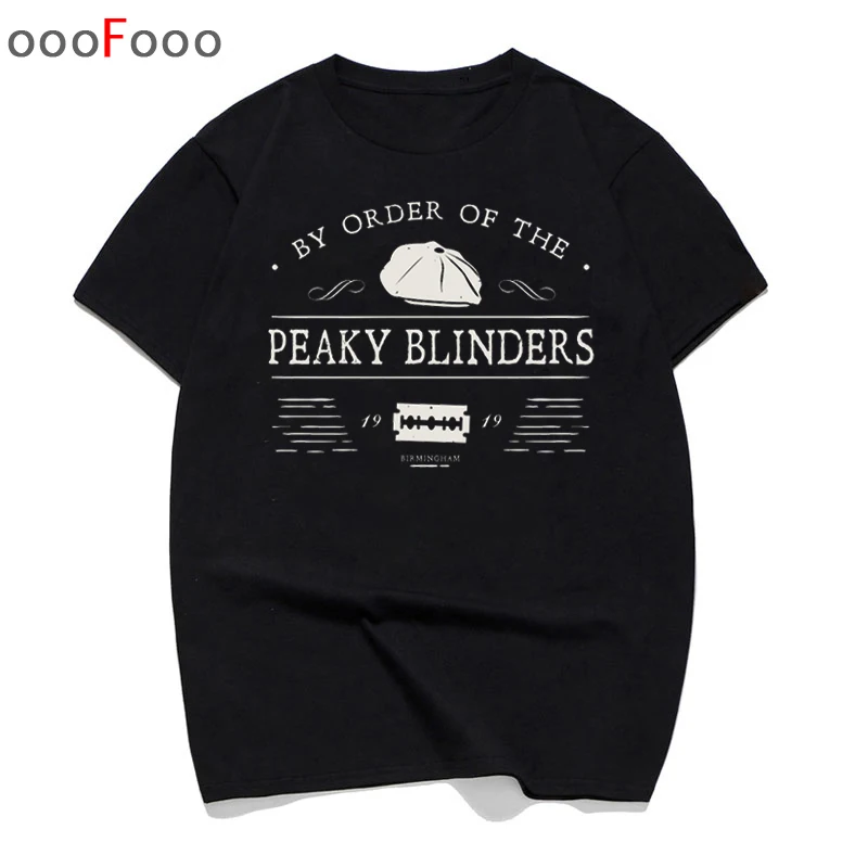 Peaky blinds, футболка, топ, футболка, негабаритная Мужская/женская футболка, модная уличная одежда в стиле хип-хоп, крутая летняя футболка с круглым вырезом - Цвет: black
