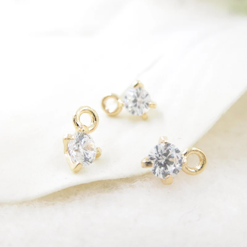 

K color Gold color copper Mini Zircon connector drop floating Pendants for making jewelry accessories 6*4mm 10pcs