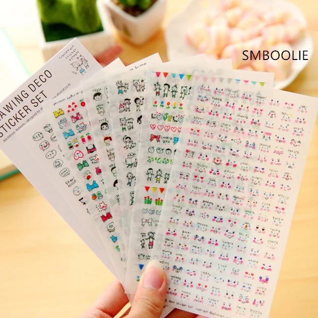 6 шт. прозрачный Органайзер из ПВХ с рисунком|planner stickers|diary stickerscalendar diary |