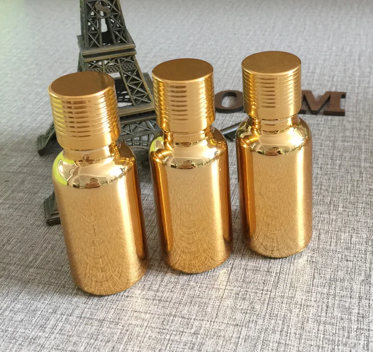 50pieces/lot 20ml High temperature glass gold plated dropper bottle, empty 20ml gold glass essentical oil bottle wholesale