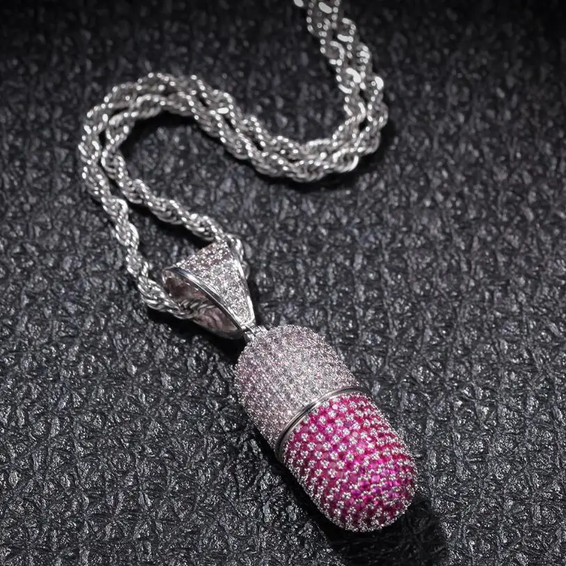 Модные ювелирные изделия из нержавеющей стали в стиле хип-хоп, ожерелье с кулоном в виде капсул, кубический циркон, медное ожерелье, съемный унисекс