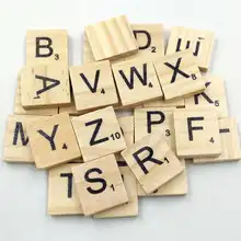 100 шт. деревянный Scrabble Плитки черные буквы Номера для Ремесла Дерево алфавитов блоки игрушки оптовые цены Krystal
