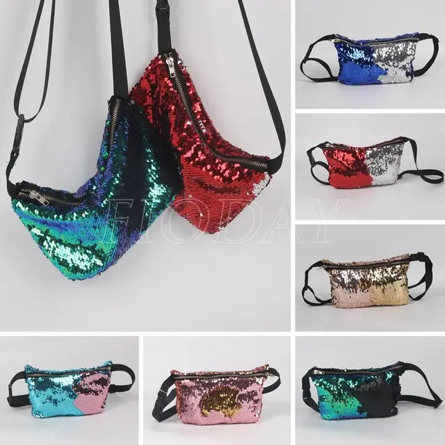 2018 Brand New Fashion Reversible Sequin Glitter Waist Fanny Pack Belt Bum Bag Pouch Hip Purse Sequin Shine Fashion Bag