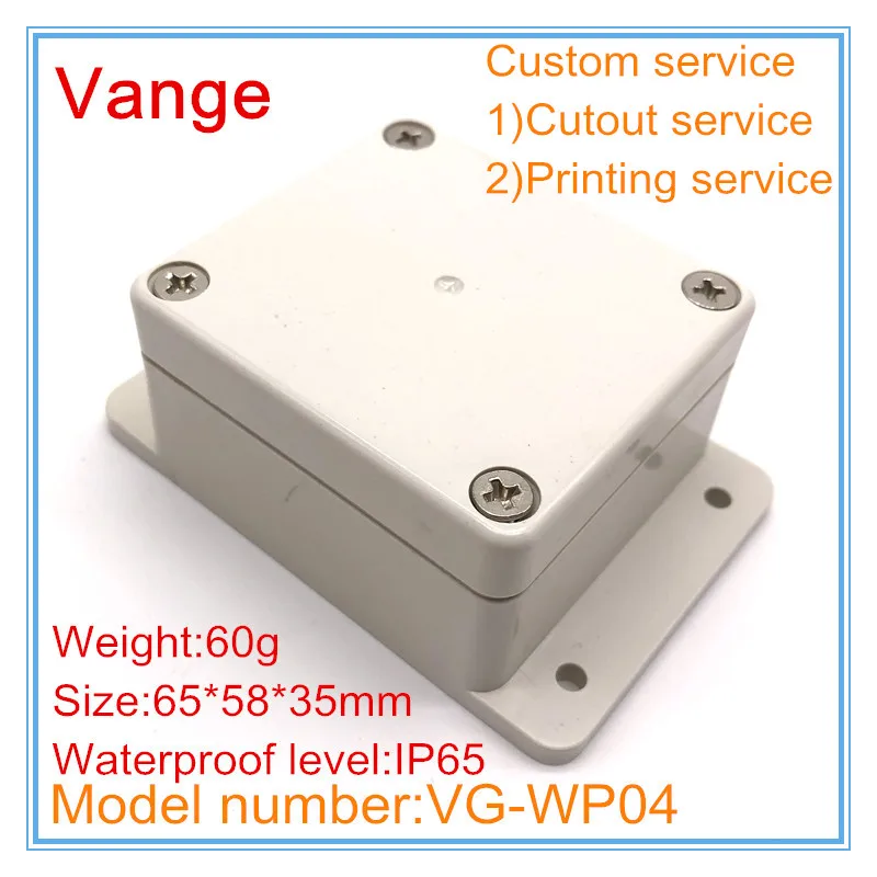 

2pcs/lot Wall-mounted injected box IP65 waterproof ABS plastic diy enclosure for electronics project 65*58*35mm