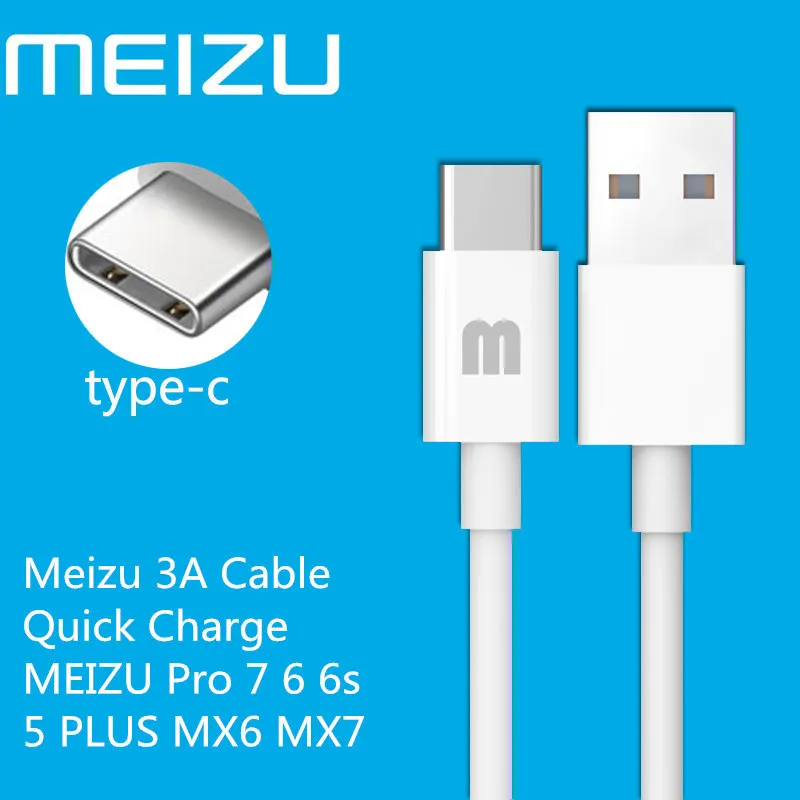 

Original Meizu 16th Charger Cable Usb Type C Pro 7 6 6s 5 PLUS MX6 MX7 Qc3.0 3A Quick Fast 100cm white Data cable