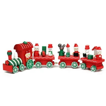 

Wooden Christmas Xmas Train Toys Children Mini Christmas Train Model Toys Gift Vehicle Toys for Chidlren