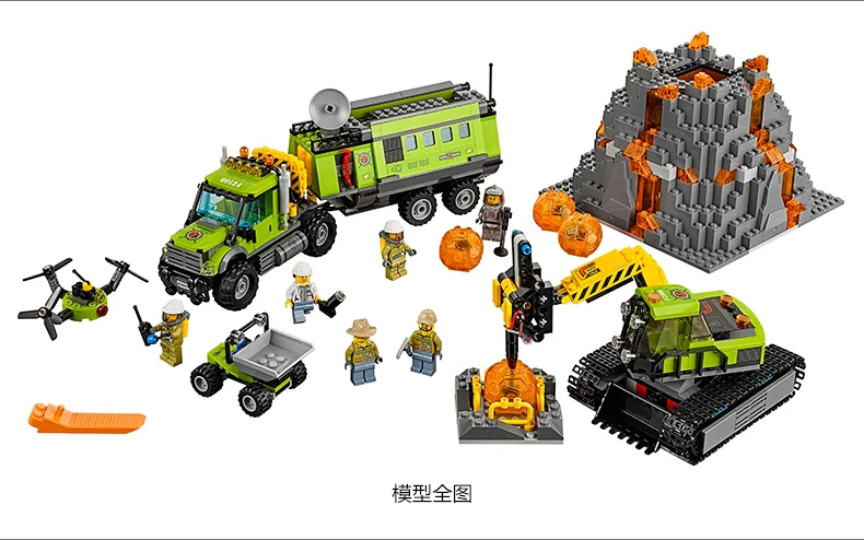 Billige Bela 10641 Stadt Volcano Exploration Basis Bausteine Bau Spielzeug 60124 Stadt Figuren Modell Ziegel Spielzeug Geschenk