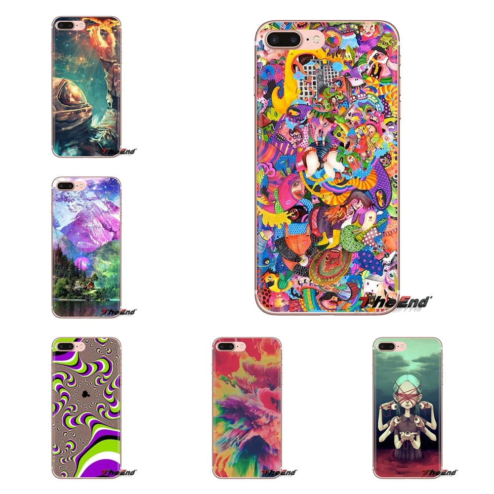 Soft Covers drawing surreal colorful psychedelic For Sony Xperia Z Z1 Z2 Z3 Z5 compact M2 M4 M5 C4 E3 T3 XA Huawei Mate 7 8 Y3II |