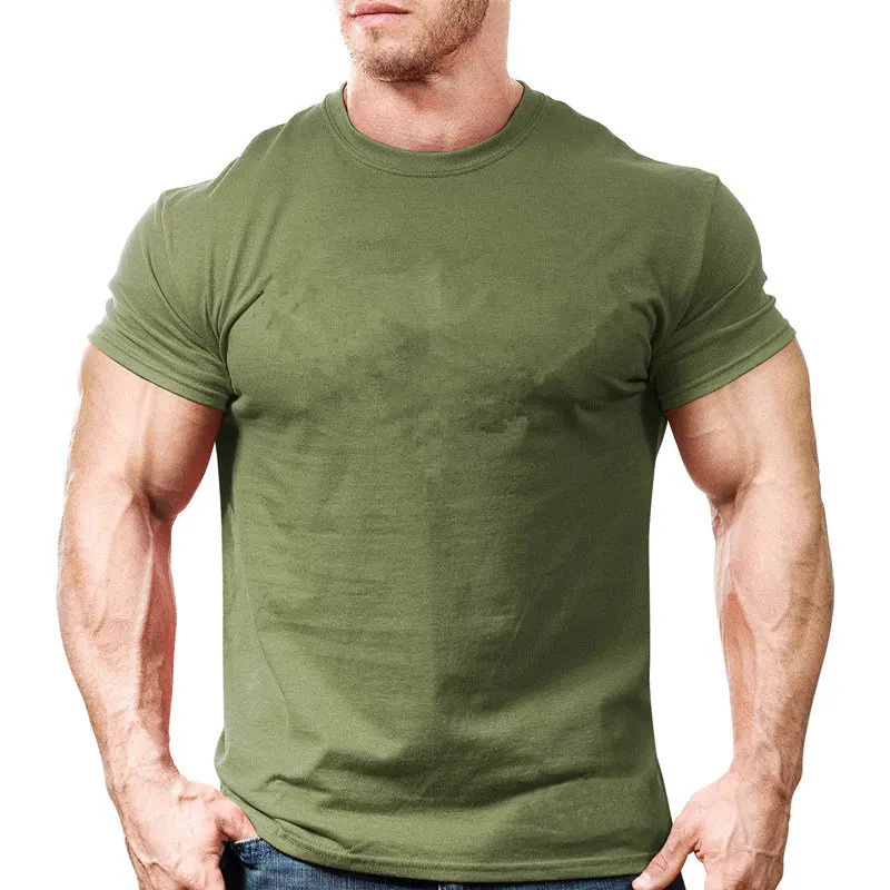 Mens Short sleeve Solid Cotton T-shirt Gyms Fitness Bodybuilding Workout t shirts Summer Casual Slim Tee Tops Crossfit apparel | Мужская
