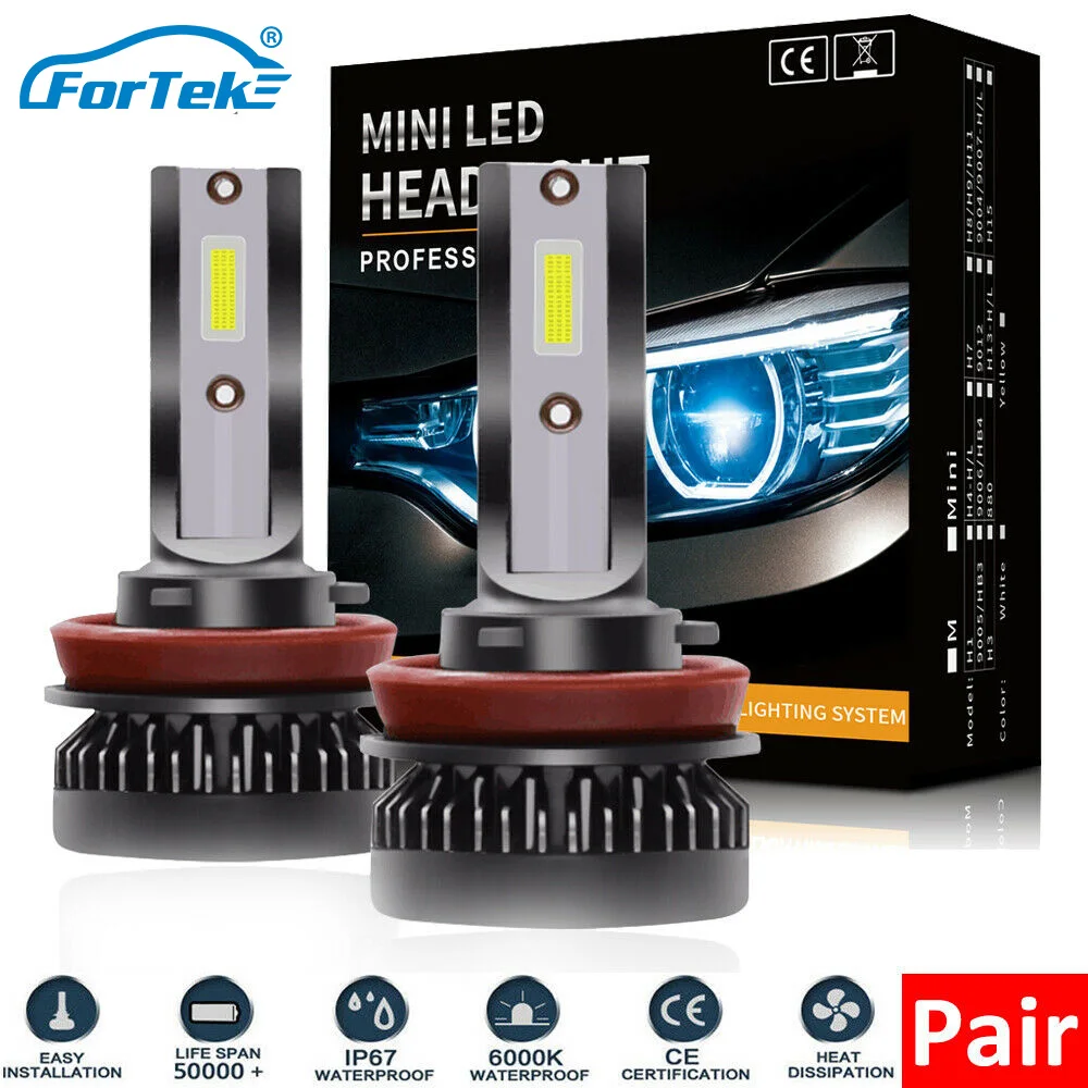 

FORTEK H7 H4 LED Bulbs Mini Size With Canbus H11 Led H7 9006 HB4 9005 Auto Car Led Headlights 80W 12000LM 6000K Car Fog Lights