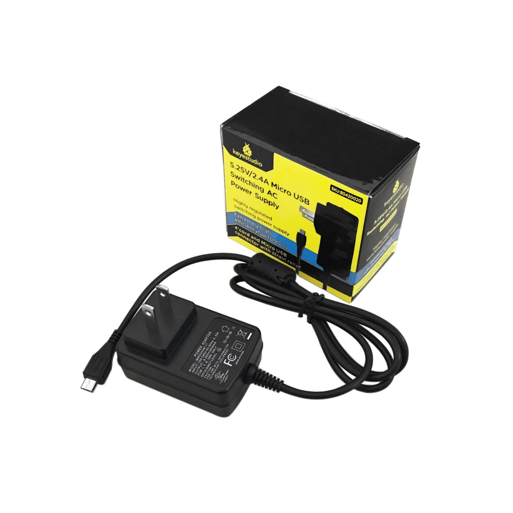 

New! Keyestudio 5.25V/2.4A Micro USB Switching AC Power Supply for Raspberry Pi 3 Dedicated