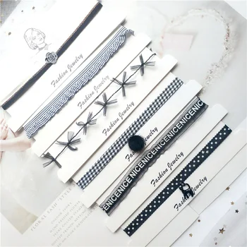 

Korea Lace Plaid Striped Dot Flower Summer Girls Woman Choker Fresh Vintage Clavicular chain Short Necklace Jewelry-JQCK003F