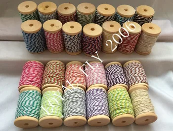 

20pcs/lot 26 mix color Cotton baker Twine 12ply cotton string cotton twisted rope 10yards wooden spool for DIY Packing