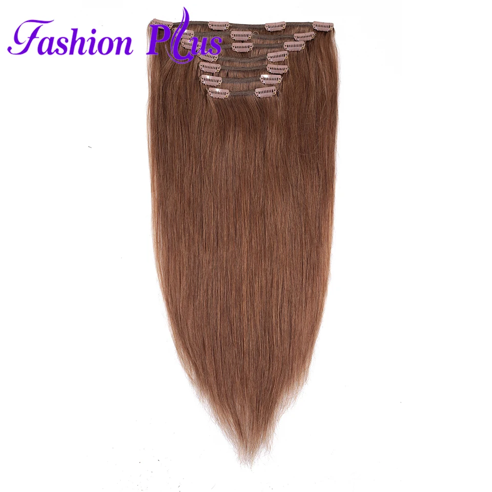 Fashion Plus Clip In Human Hair Extensions Clip Human Hair Clip In Extensions 120g 7Pcs/set Machine Made Remy Hair Nature Hair