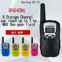 2Pcs Baofeng BF-T3 UHF462-467MHz 8 Channel Portable Two-Way 10 Call Tones Radio Transceiver for Kid Radio Walkie Talkie