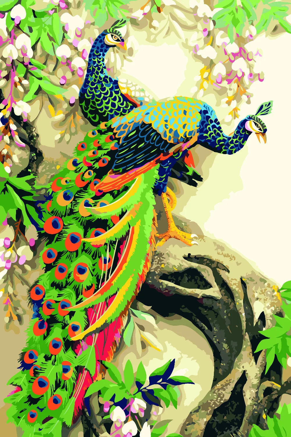 16.9US $ |HQ colorful bird peacock animal paintings by numbers Diy oil on c...