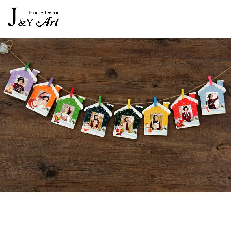 

9 pcs a lot 3 Inch DIY Wall Hanging Colorfull Christmas Hourse Paper Photo Frame For Pictures photo J&Y Art Home Decor JY-349