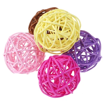 

10Pcs/lot 5cm Artificial Straw Ball For Birthday Party Wedding Decoration Rattan ball Christmas Decor Home Ornament Supplies