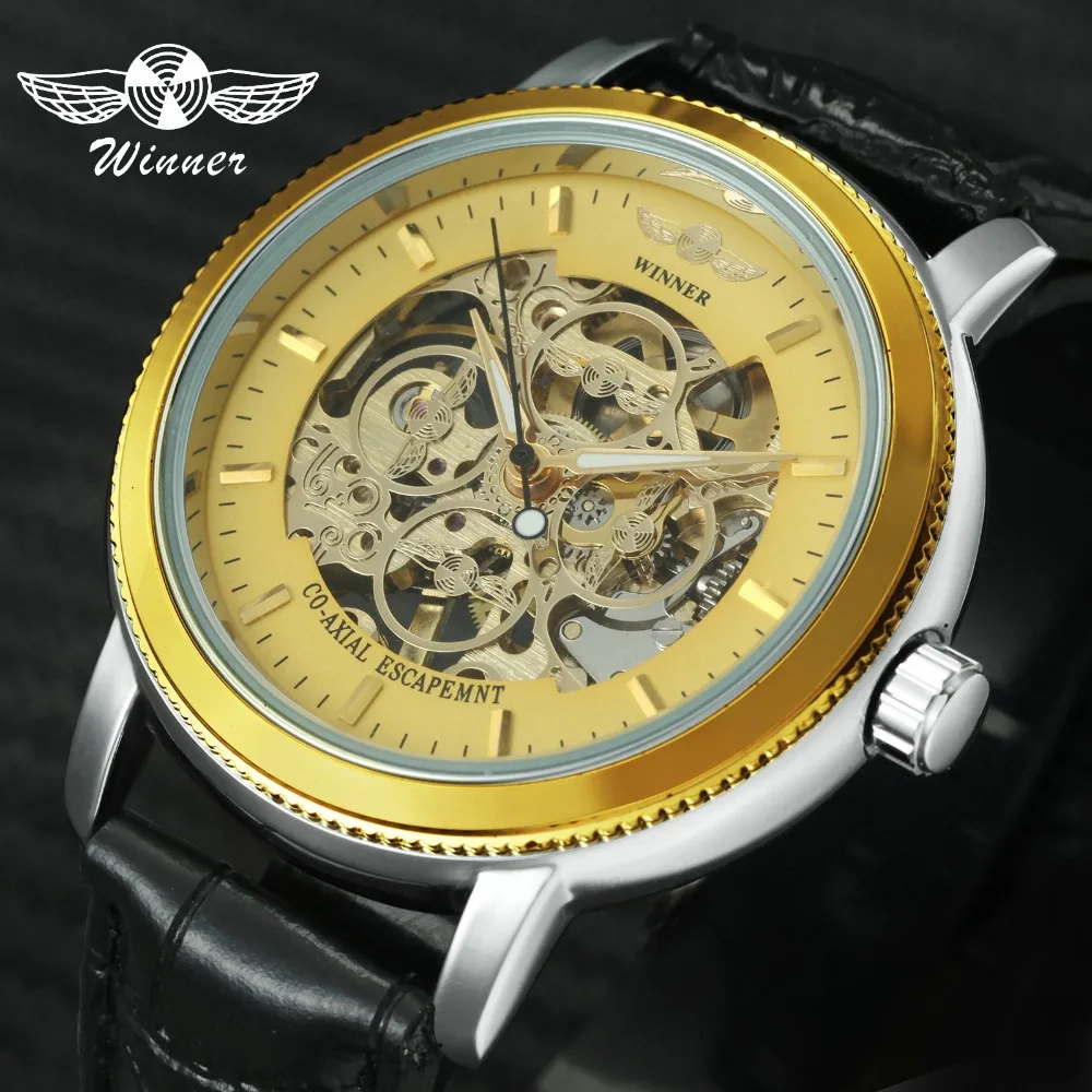 Женские Механические часы скелетоны WINNER 2019 с кожаным ремешком|wristwatch strap|wristwatch for