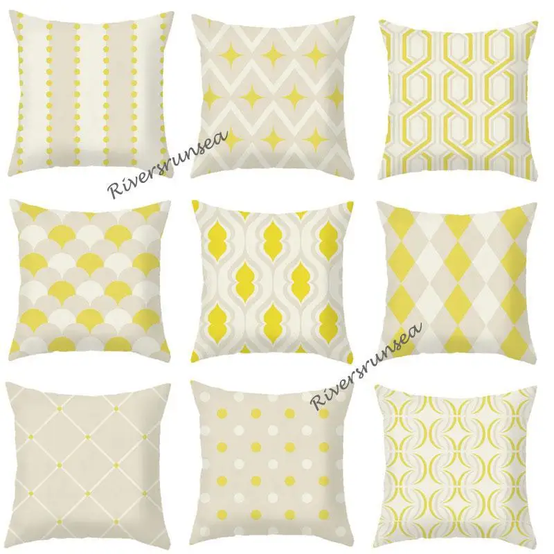 

Modern Minimalist Gray And Yellow Cushion Simple Geometric Triangle Diamond Shape Plush Soft Pillow For Living Room Chair