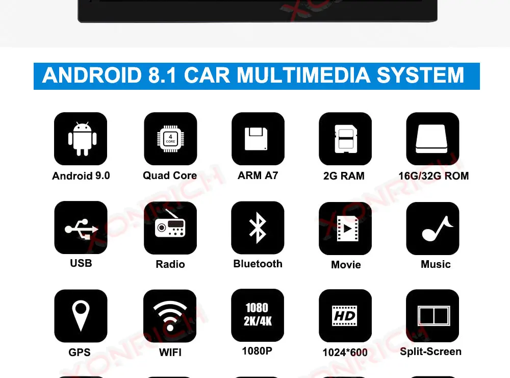Best Autoradio Double Din Android 9.0 Universal Car Multimedia Player Stereo Head unit NO DVD Quad Core Wifi GPS Navi 178mm*100mm 2