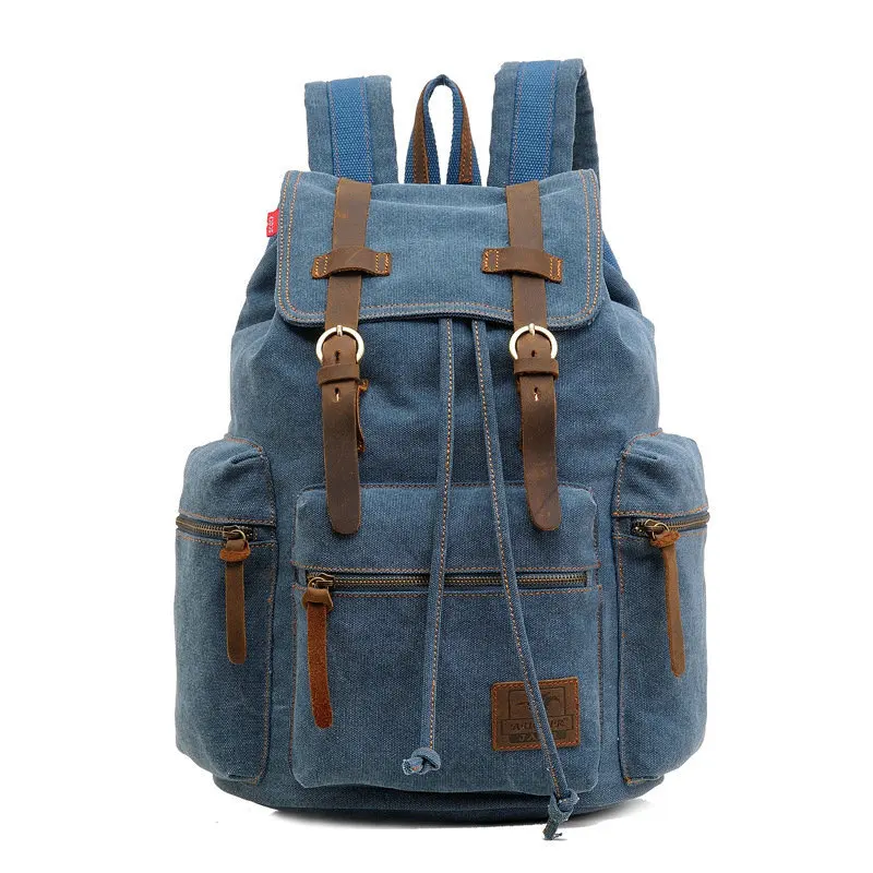 

Super Deal Men Women Vintage Outdoor Canvas Backpack Travel Bags Large Capacity School Bag Hiking Cycling Backpack 10 Colors