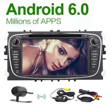 Camera+Eincar 2 din Android 6.0 Quad Core Car PC DVD Player GPS Navigation for Ford Focus with gps Audio Radio Stereo Head Unit