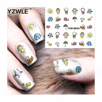 WUF 1 Sheet Nail Art Water Transfer Sticker NEW DIY Cartoon Design Beauty Decals Nail Art Decorations 8554