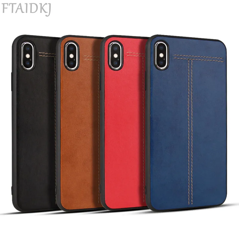 Роскошный винтажный однотонный чехол из искусственной кожи для iPhone 7 8 Plus модная