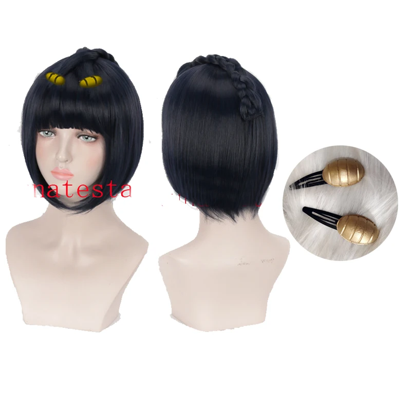 

JoJo's Bizarre Adventure Cosplay Wig Bruno Bucciarati Sticky Finger Short Wig + Headwear Hair clip 2018 Anime Hair