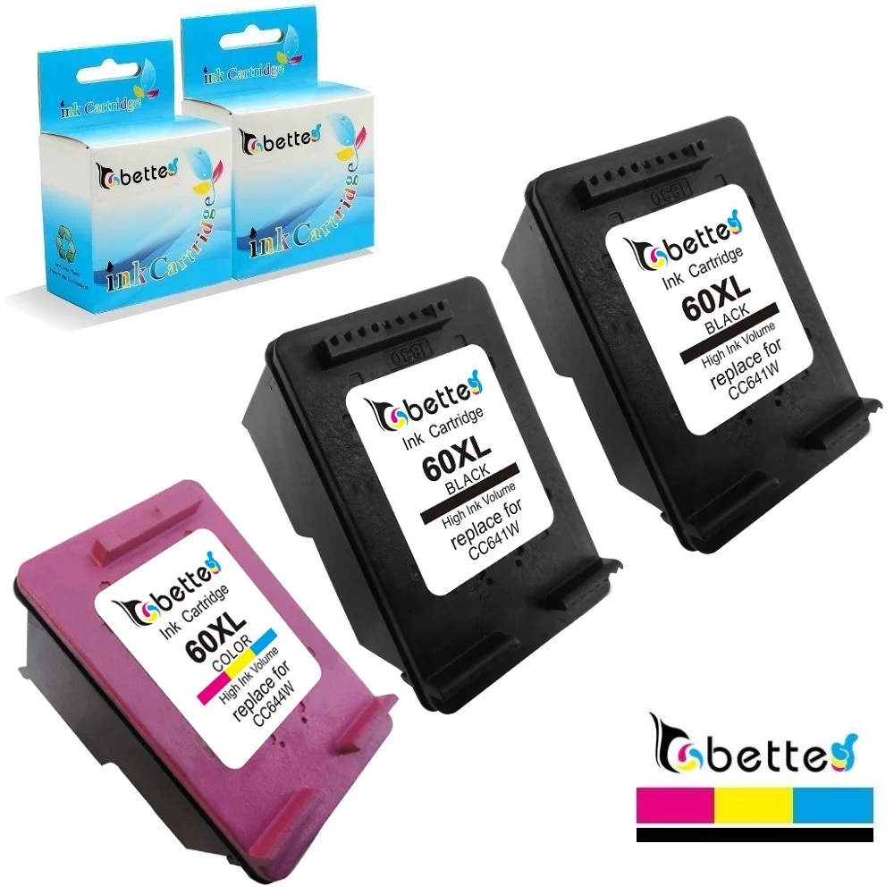 3PK, Ink Cartridges for HP 60 60XL hp60 ENVY 100 110 111 114 120 121 D410a D410b D411a D411b 