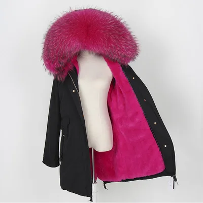 Пальто из натурального меха, зимняя куртка, Женское пальто, Воротник из натурального Лисьего меха, свободная длинная парка, уличная одежда, новая корейская мода - Color: 19