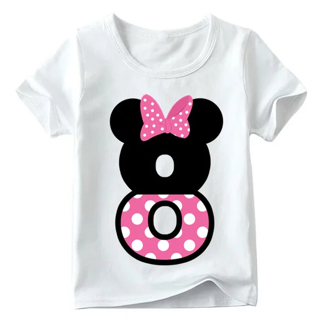 Baby Boys/Girls Happy Birthday Letter Bow Cute Print Clothes Children Funny T shirt,Kids Number 1-9 Birthday Present,ooo2416 White H