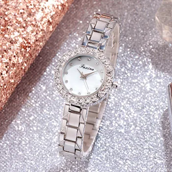 

Simple casual fashion Round alloy Women's Watches Diamond Bracelet reloj mujer Quartz Wrist Watch luxury Analog New Clock XB40