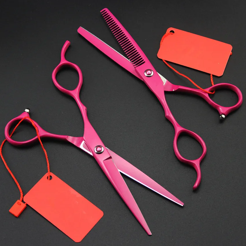 high quality Left handed 6 inch ROSE cut hair scissors set haircut