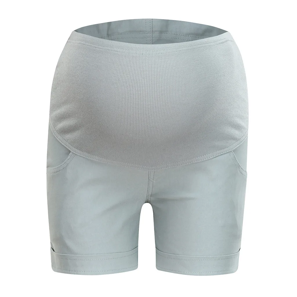 Женская повседневная одежда для беременных, брюки длиной до икры, повседневные короткие штаны с высокой талией для беременных, мягкие хлопковые штаны 15-20 - Цвет: Gray