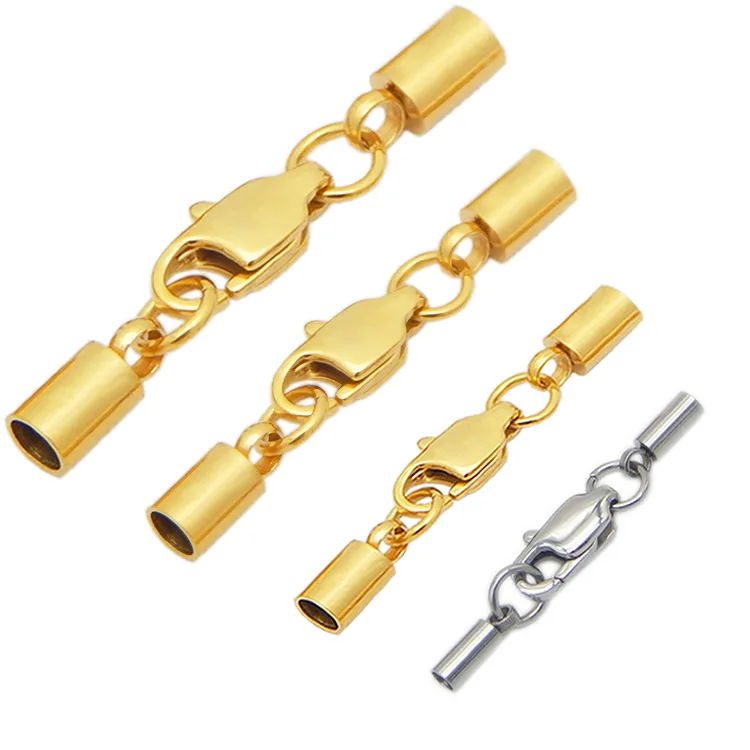 

Stainless Steel Jewelry Clasps Connector Findings 1-8mm Round Leather Cord Ends Cap with Lobster Clasp Buckle DIY Accessories