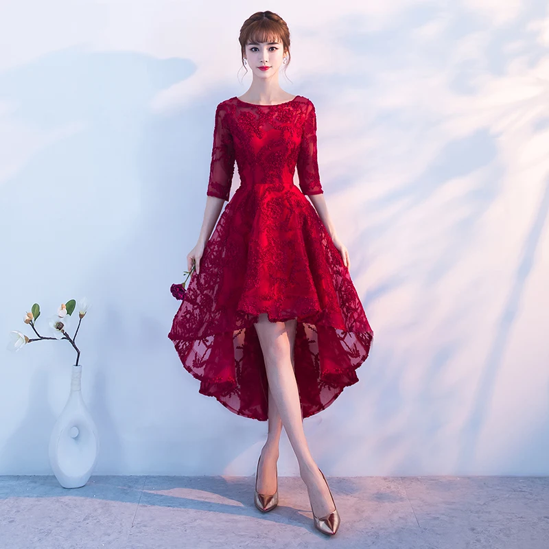 Vestido de festa Beauty Emily 2018 new vestido de festa champagne short formal evening dresses fashionable tullet prom gown