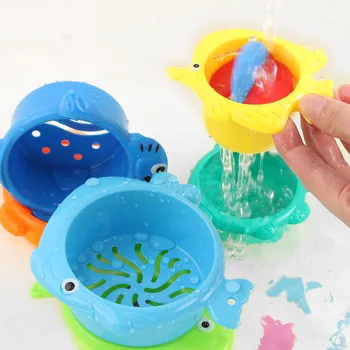 

6PCS Baby Bathing Toys Durable Bath Jenga Toy Folding Cups Game for Baby FJ88
