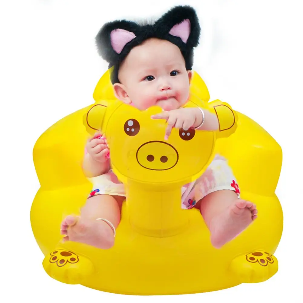 

Infant Child Piglet Inflatable Small Sofa Baby Learning Chair Thickened Bath Stool Portable BB Multi-function Dining Seat