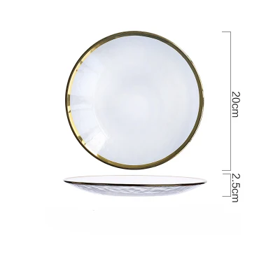 Ins популярный стеклянный золотой тонкий egde посуда прозрачная тарелка и миска для ужина рис beaf блюдо - Цвет: plate M