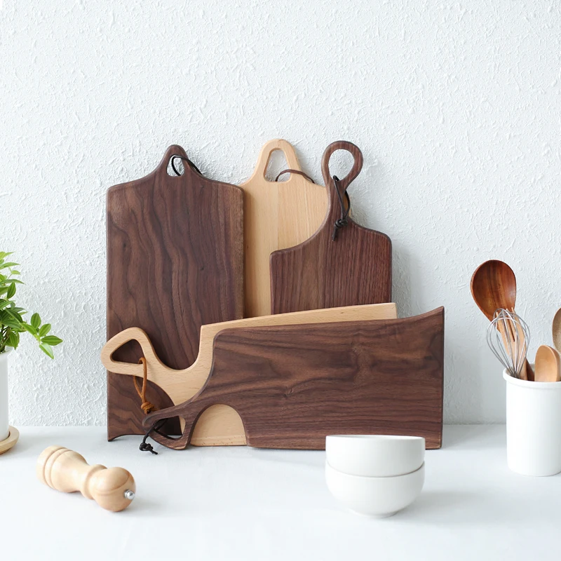 

Japanese-style Walnut/Beech special-shaped solid wood bread board chopping board pizza board kitchen baking supplies